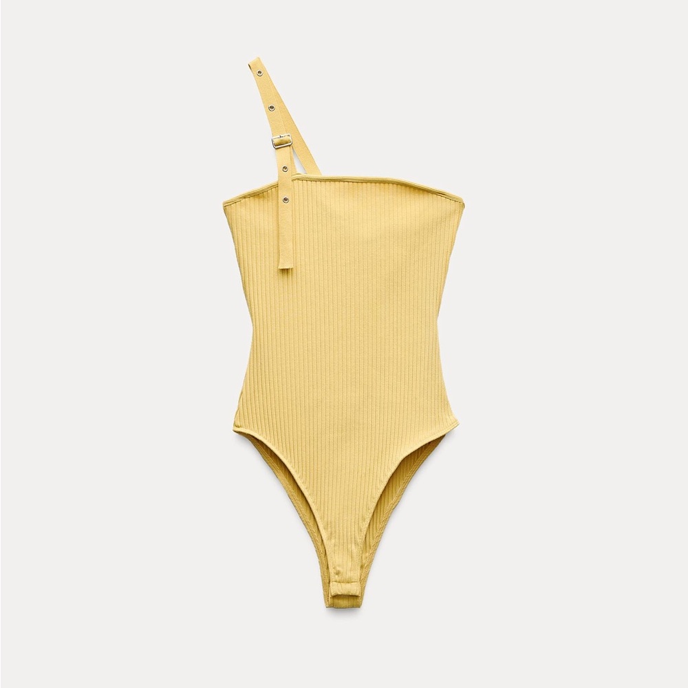 NWT Zara Yellow Ribbed Body Suit